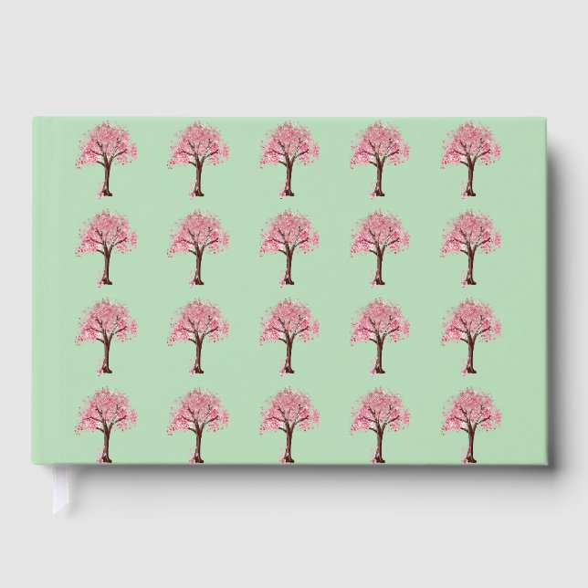 Rosa Bäume Muster Gästebuch (Vorderseite)