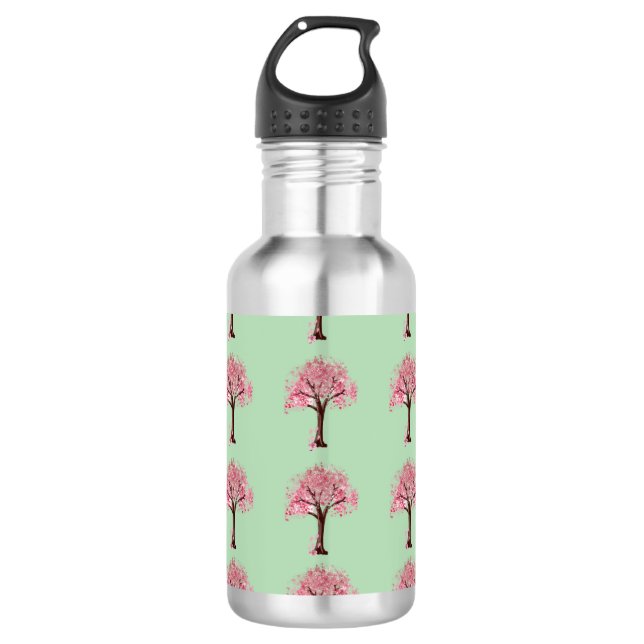 Rosa Bäume Muster Wasserflasche (Vorderseite)
