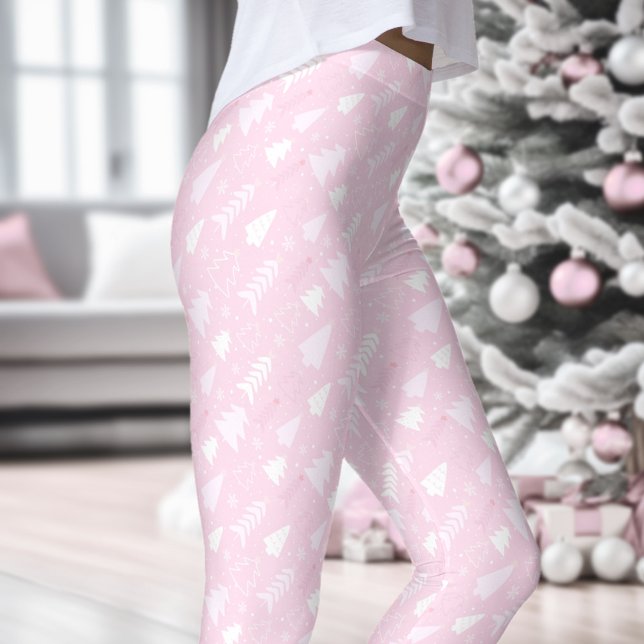 Rosa Bäume Winterweihnachtliche Leggings (Pink Trees Winter Christmas Leggings)