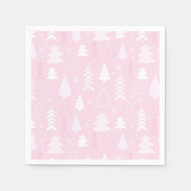 Rosa Bäume Winterweihnachtsbuch Napkins Serviette (Vorderseite)