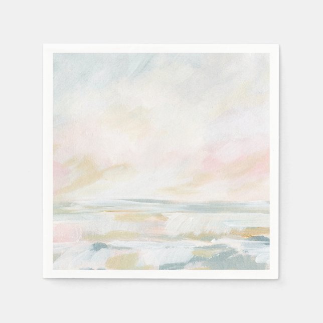 Rosa Beach Seascape Paper Napoleon Serviette (Vorderseite)
