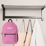 Rosa Bedruckter Rucksack<br><div class="desc">Ein trendiger rosa Hintergrund. Personalisieren und fügen Sie einen Namen, weiße Buchstaben.</div>