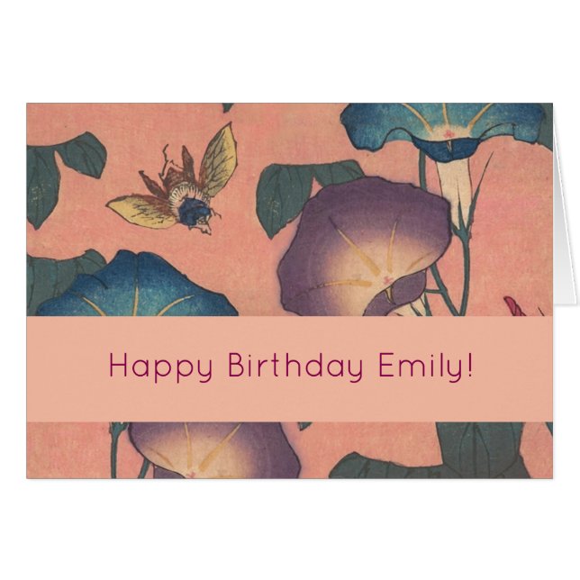 Rosa Bee Blume Classic Hokusai Art (Vorderseite (Horizontal))