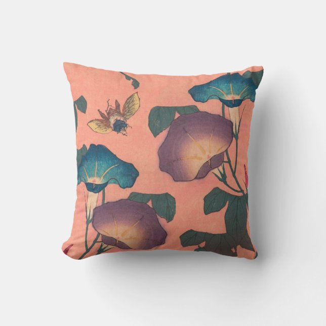 Rosa Bee Blume Classic Hokusai Art Kissen (Vorderseite)