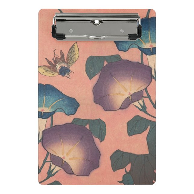 Rosa Bee Blume Classic Hokusai Art Mini Klemmbrett (Vorderseite)