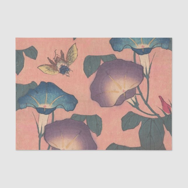Rosa Bee Blume Classic Hokusai Art Seidenpapier (Vorderseite)