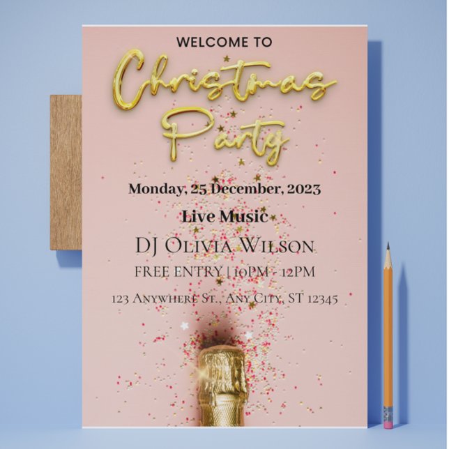 Rosa Begeisterte Weihnachtsfeier-Party Einladung (Pink Exciting Christmas Party Invitation)