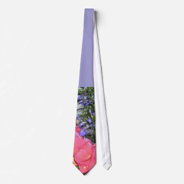 "Rosa Begonien-blaue" Hochzeits-Krawatte Krawatte (Vorderseite)