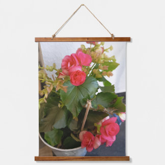 Rosa Begonienblumen-Garten-Wandteppich Wandteppich Mit Holzrahmen