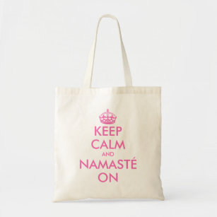 Rosa behielt Ruhe und Namasté auf Yoga Tote Tasche
