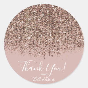 Rosa Beige Bronze Gold Glitter Glam Geschenkparty Runder Aufkleber