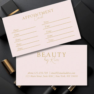 Rosa & Beige-Gold, Minimal Elegant, Salon Terminkarte