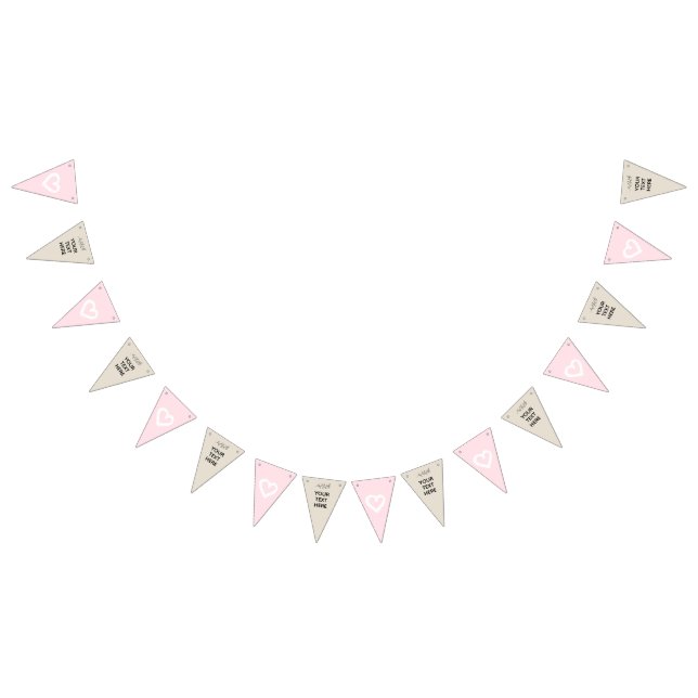 Rosa beige Herzmädchen-Hochzeit Party FERTIGEN ES Wimpelkette (Alle)