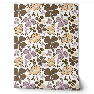 Rosa Beige Kleeblatt Shamrock Handgezeichnetes Mus Tapete