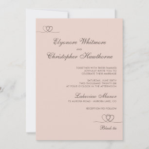 Rosa Beige Moderne Chic Hochzeit zum Mischen und K Einladung