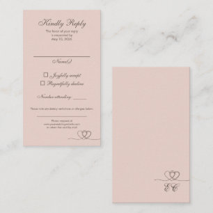 Rosa Beige Moderne Mix & Match Hochzeits-Antwortka Visitenkarte