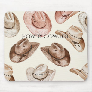 Rosa Beiger Brauner Cowgirl Cowboy Hüte Mousepad