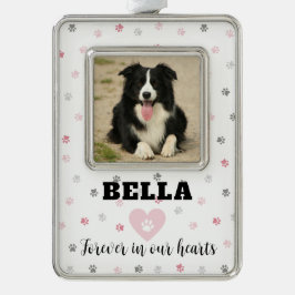 Rosa Beileid Hund Foto Gedenkstätte Rahmen-Ornament Silber