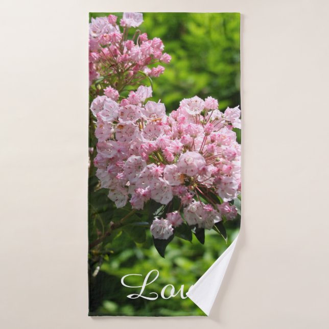 Rosa Berg Laurel Grün Blätter Badetuch Set (Badehandtuch)