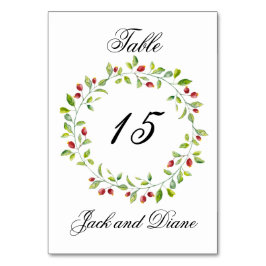 Rosa Berries und grüne Foliage Hochzeitskarten Tischnummer