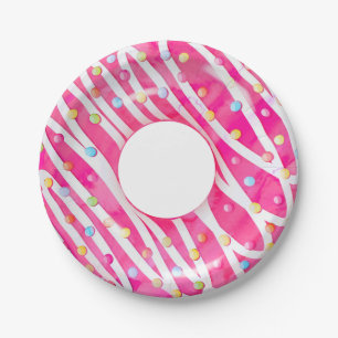 Rosa besprühen Krapfen-Pool-Floss Pappteller