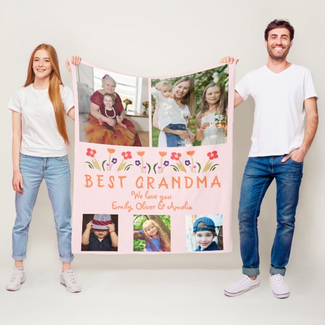 Rosa Beste Oma Blume FotoCollage Fleecedecke (Beispiel)