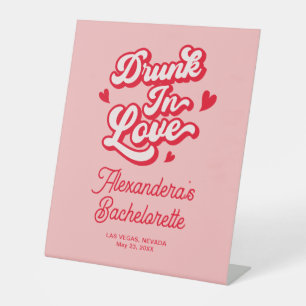 Rosa Betrunken in Liebe Junggeselinnen-Abschied Un Sockelschild