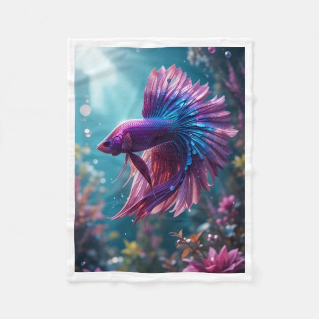 Rosa Betta-Fisch-Decke Fleecedecke (Vorderseite)
