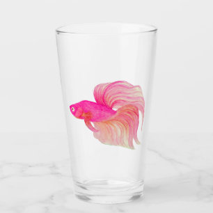 Rosa Betta Fish Aquarell Glas