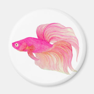 Rosa Betta Fish Aquarell Magnet