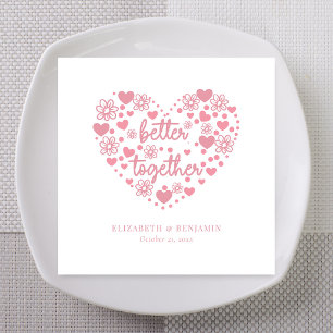 Rosa Better Together Herz Blumenhochzeit Serviette