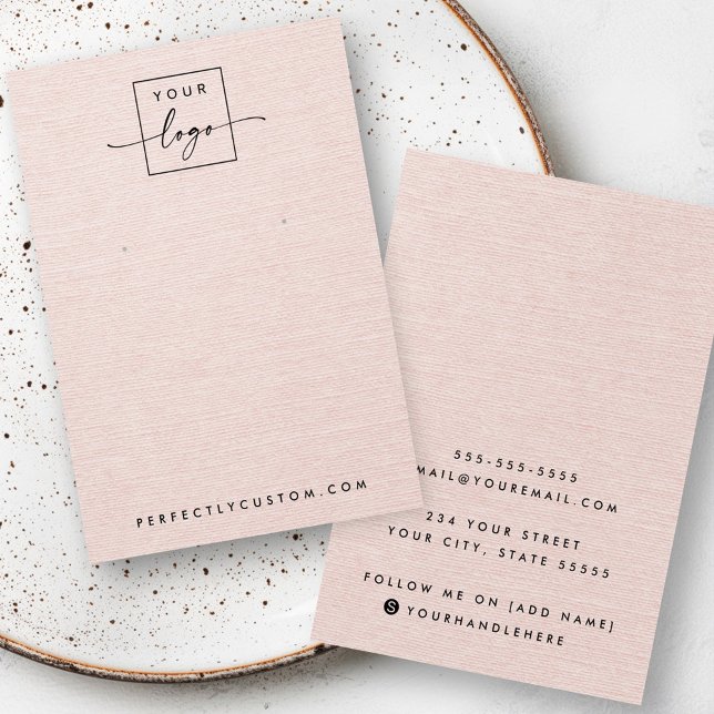 Rosa Bettwäsche im Rosa-Look Logo Ohrkarte (Blush pink linen look logo earring display card)