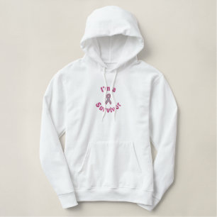 Rosa Bewusstseins-Band Bestickter Hoodie