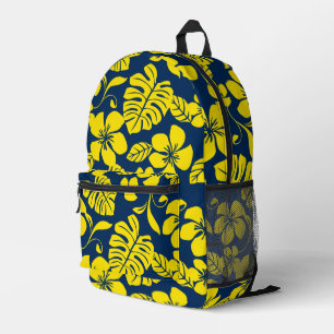ROSA BIKINI-MUSTER IN DUNKELBLAU/GELB BEDRUCKTER RUCKSACK
