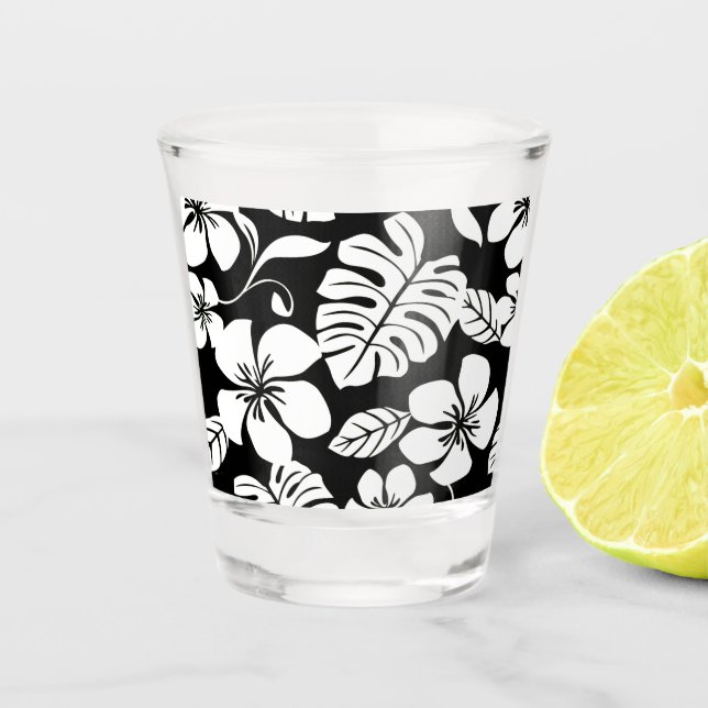 ROSA BIKINI-MUSTER IN SCHWARZ SCHNAPSGLAS (Vorderseite)