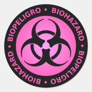 Rosa Biogefährdung Runder Aufkleber