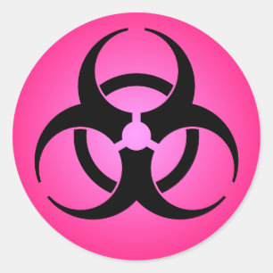 Rosa Biogefährdung-Symbol Runder Aufkleber