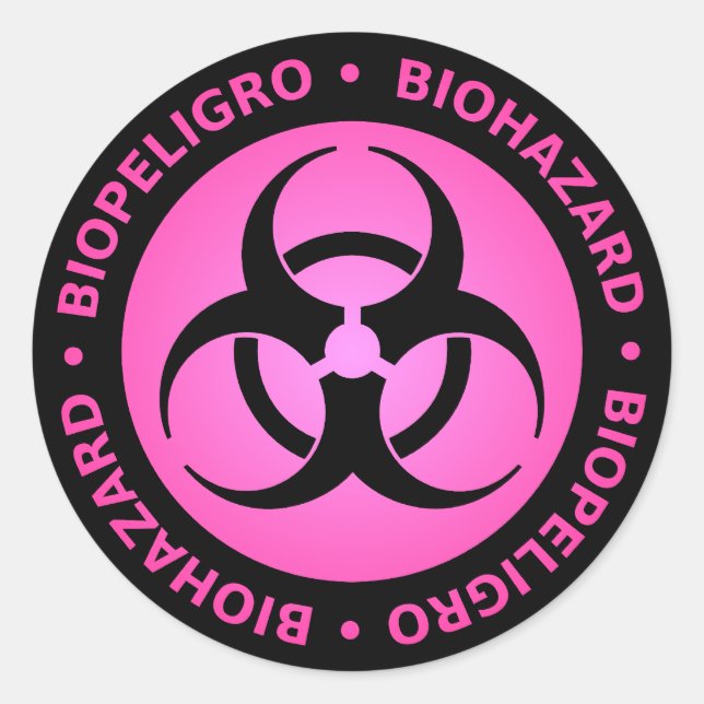 Rosa Biogefährdung Warnaufkleber Runder Aufkleber (Vorderseite)