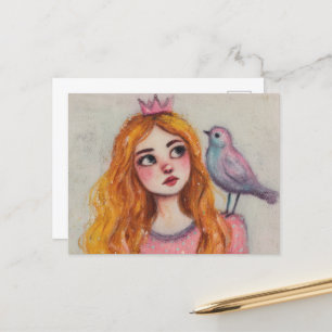 Rosa Bird auf der Schulter Postkarte