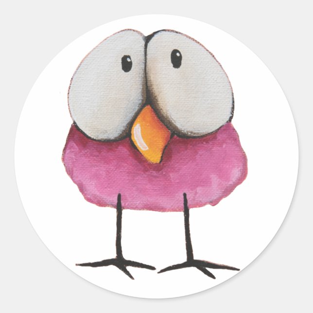 Rosa Bird Runder Aufkleber (Vorderseite)