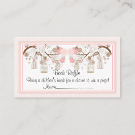 Rosa Birdcage Book Raffles Tickets Begleitkarte