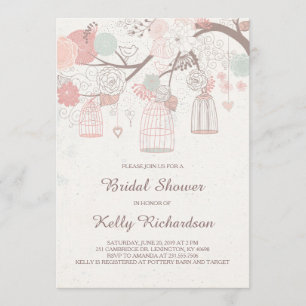 Rosa Birdcage Bridal Dusche Einladung