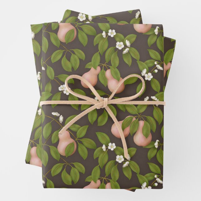 Rosa Birnen (dunkelbraun) Geschenkpapier Set (Beispiel)
