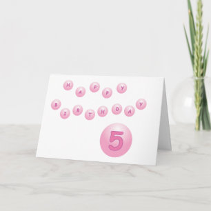 Rosa Birthday Balls Age 5 Karte