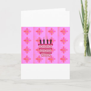 Rosa Birthday Cake Art Print Karte