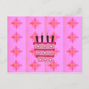 Rosa Birthday Cake Art Print Postkarte
