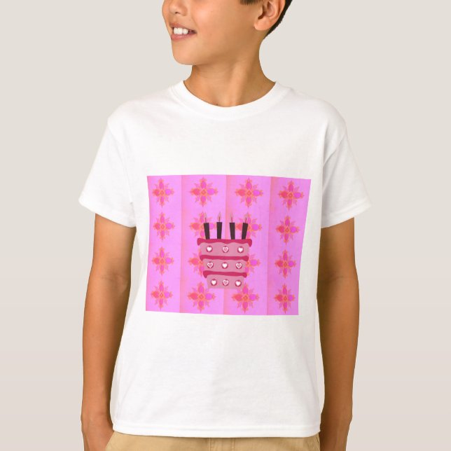 Rosa Birthday Cake Art Print T-Shirt (Vorderseite)