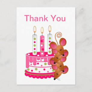 Rosa Birthday Cake mit Kerzen Postkarte