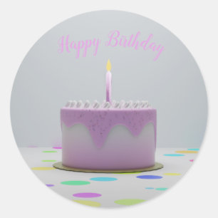 Rosa Birthday Cake Runder Aufkleber
