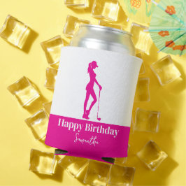 Rosa Birthday Golf Girl Monogram Dosenkühler
